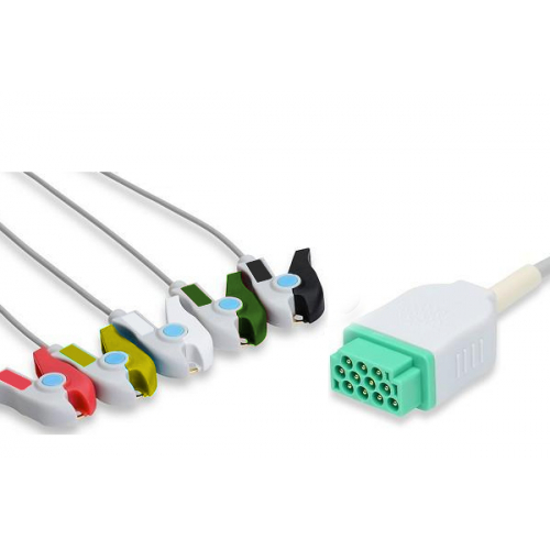 Kabel kompletny EKG do GE Marquette / Dash, 5 odprowadzeń, klamra, wtyk 11 pin